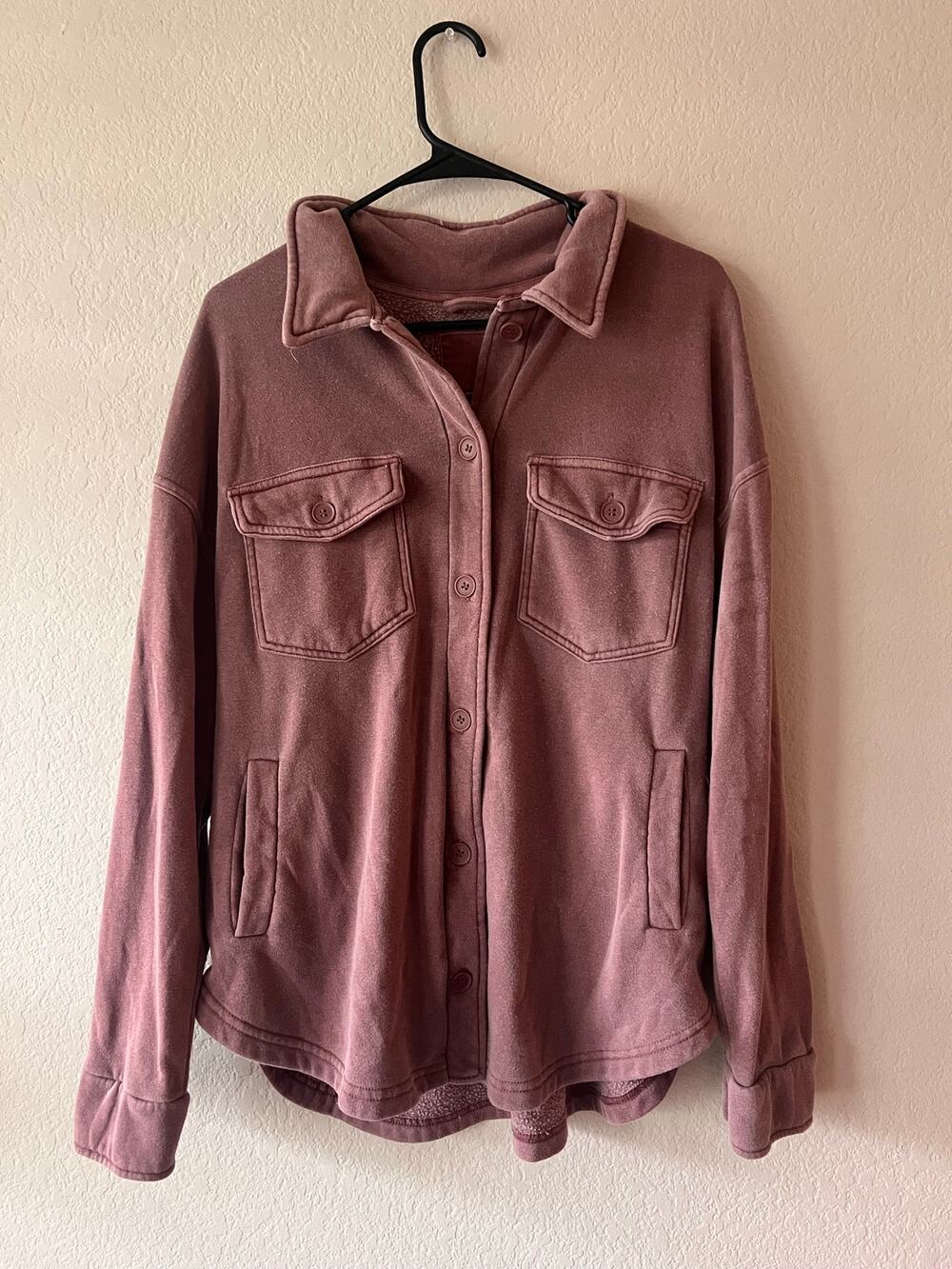 Thread & Supply Pink Textured Utility Fleece Shacket